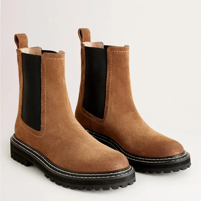 Boden Tan Suede Chunky Chelsea Boot