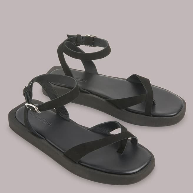 WHISTLES Black Renzo Suede Sandals