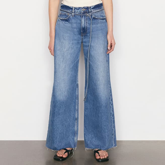 Frame Mid Blue High Rise Wide Leg Jeans