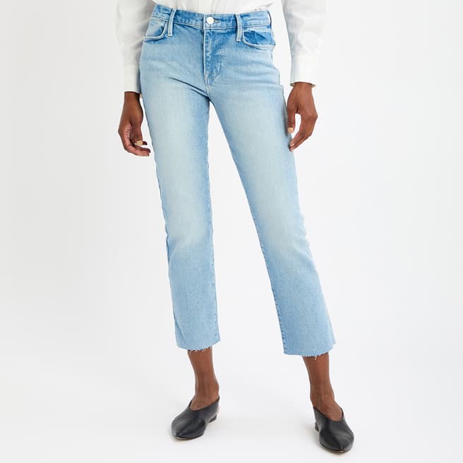 Frame Light Blue Le High Straight Stretch Jeans