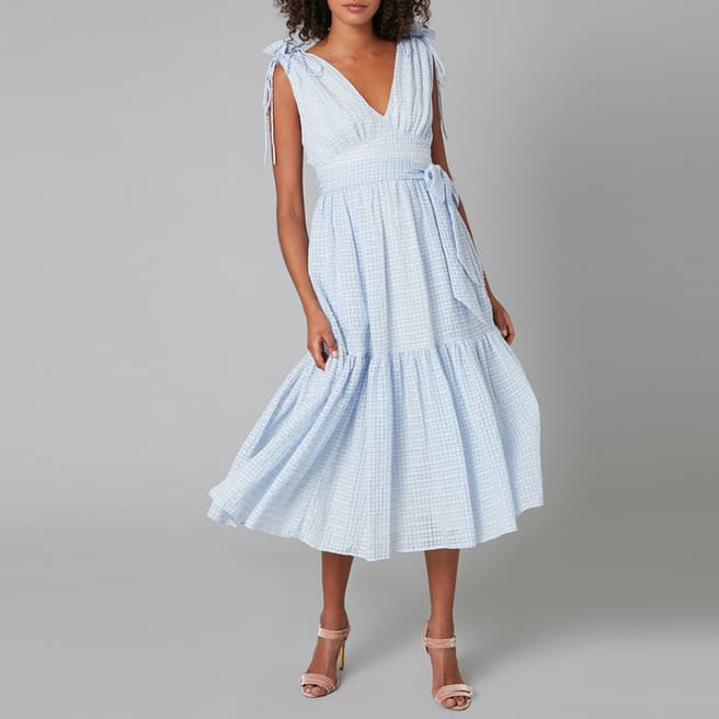 Temperley London Blue Ossie Cotton Blend Midi Dress