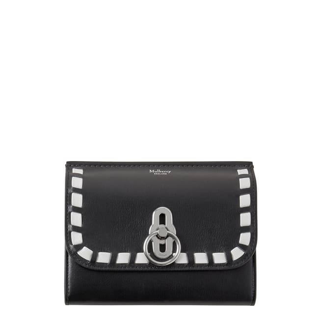 Mulberry Black White Amberley Whipstitch Medium Wallet 