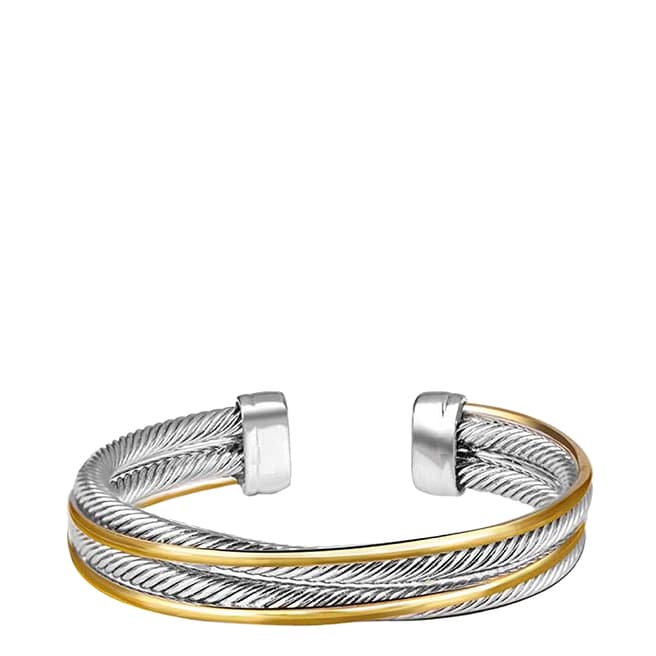 Chloe Collection by Liv Oliver 18K Gold Two Tone Cuff Bangle