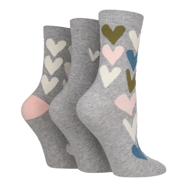 Caroline Gardner Grey 3 Pack Filled Heart Socks