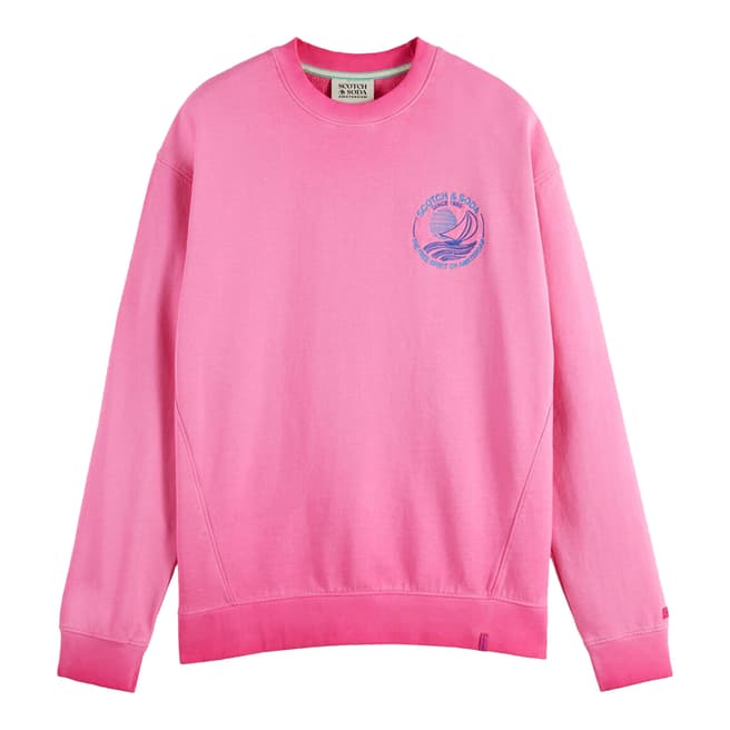 Scotch & Soda Pink Graphic Cotton Sweatshirt