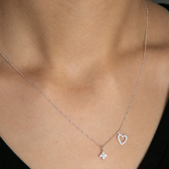 Elika Silver Heart & Cleef Necklace