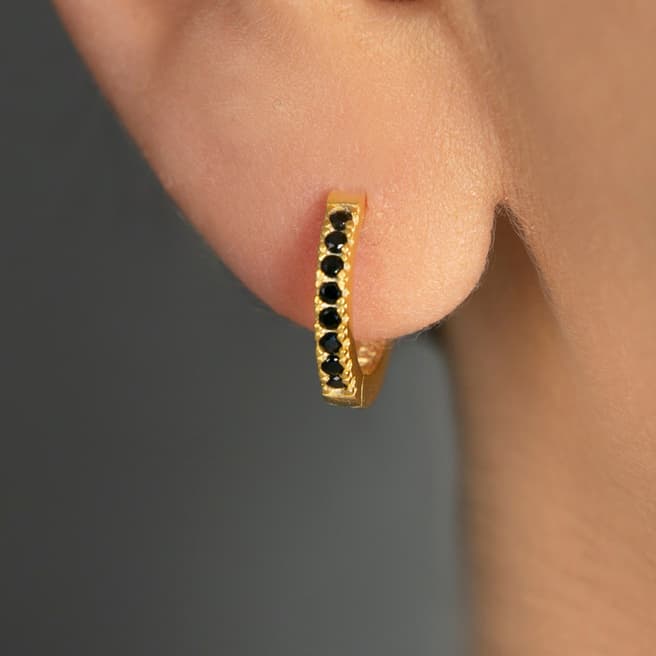 Elika Black & Gold Huggie Earrings