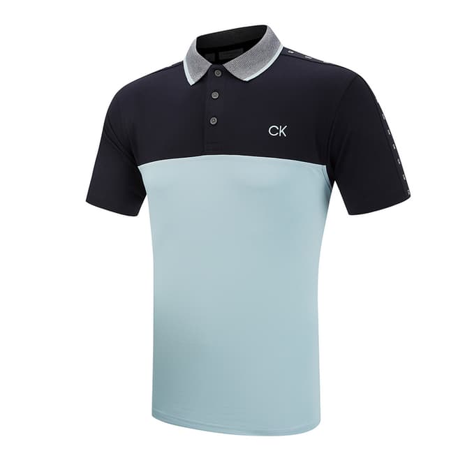 Calvin Klein Golf Navy Knitted Contrast Polo Shirt