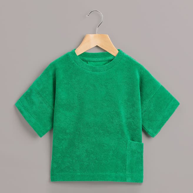 WHISTLES Green Billy Towelling Cotton Blend T-Shirt