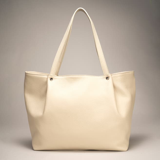 Lisa Minardi Beige Leather Top Handle Bag