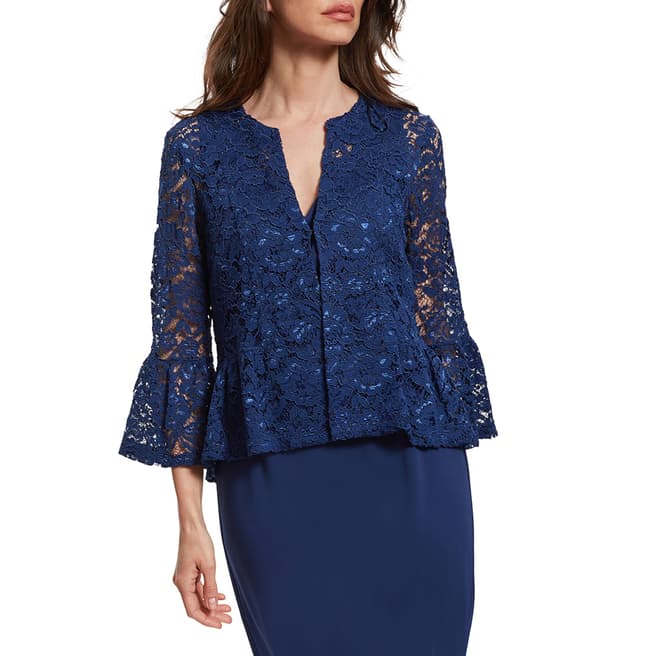 Gina Bacconi Navy Kate Corded Lace Jacket