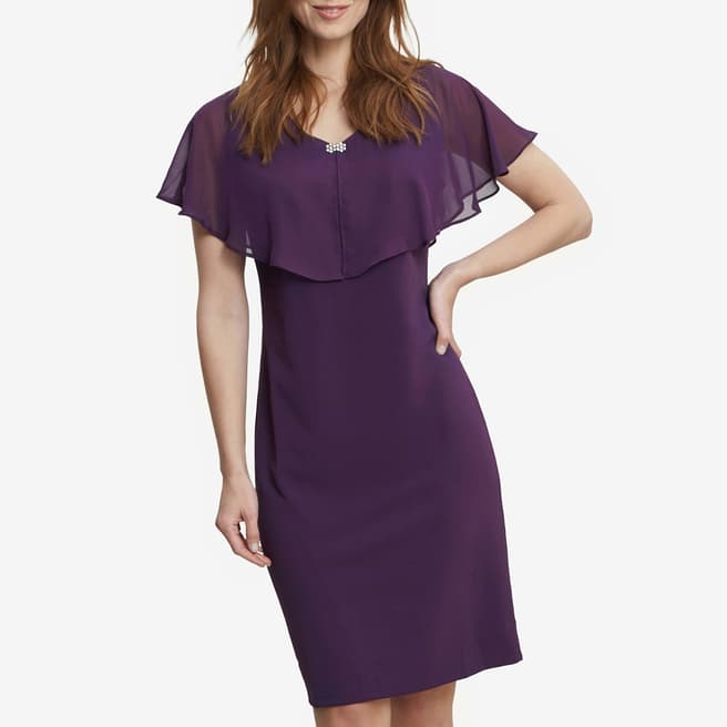 Gina Bacconi Plum Devlyn V Neck Dress