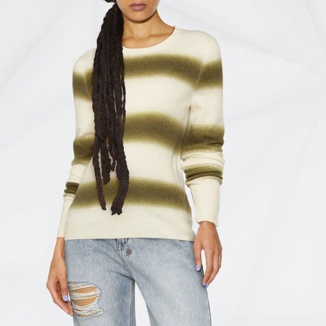 Chinti and Parker Khaki Ombre Stripe Cashmere Jumper