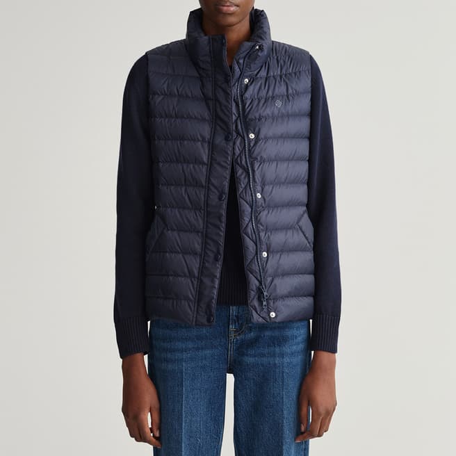 Gant Navy High Neck Quilted Gilet