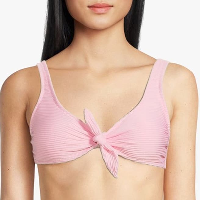 Heidi Klein Pink Knotted Ribbed Bikini Top