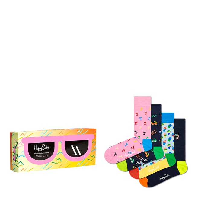 Happy Socks Multi Tropical Day 4 Pack Socks Gift Set