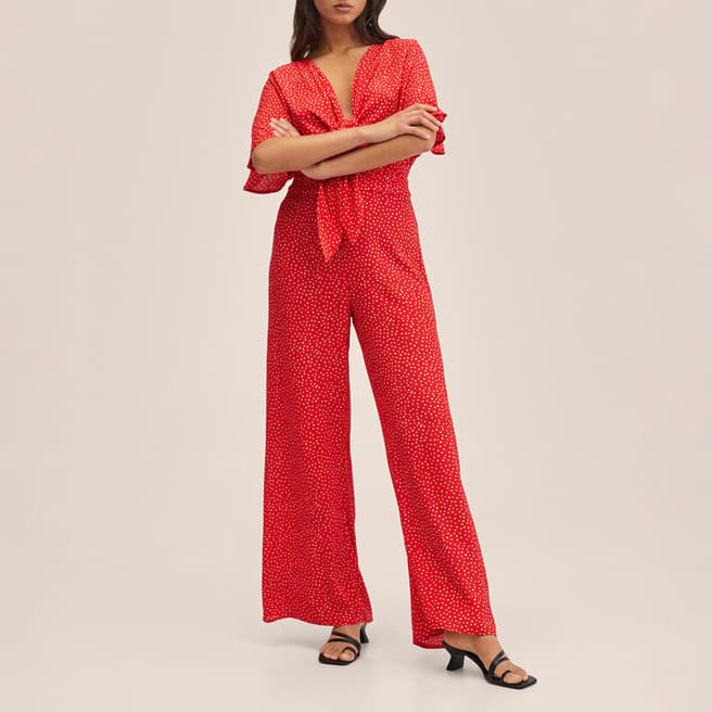 Mango Red Cut-Out Detail Jumpsuit