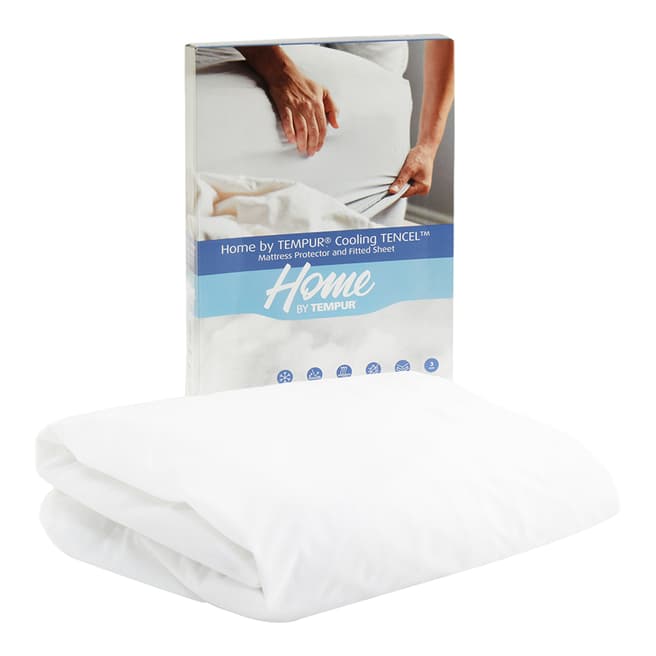 TEMPUR® Cooling Tencel Double Mattress Protector and Sheet, White