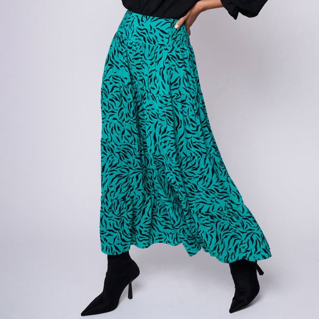 Scamp & Dude Teal Zebra Printed Midi Skirt