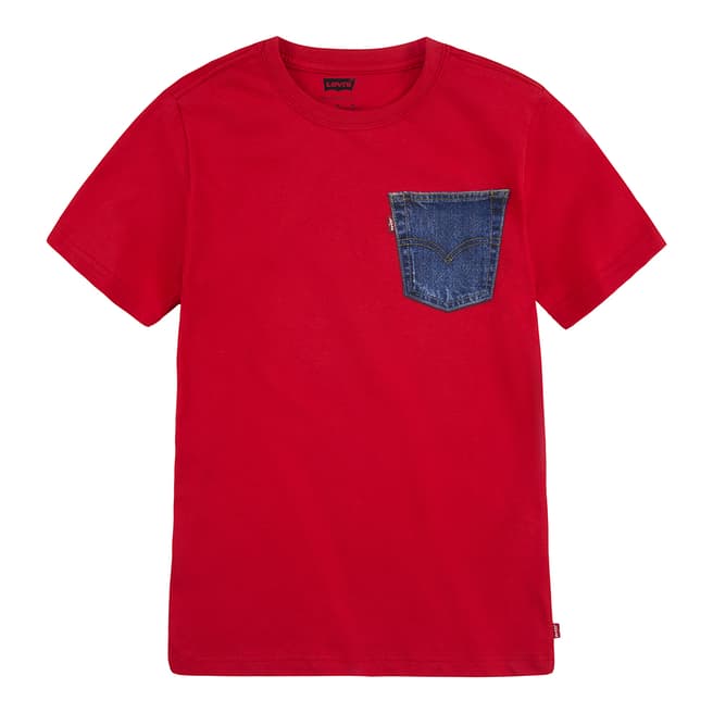 Levi's Younger Boy's Red Chest Pocket Cotton T-Shirt