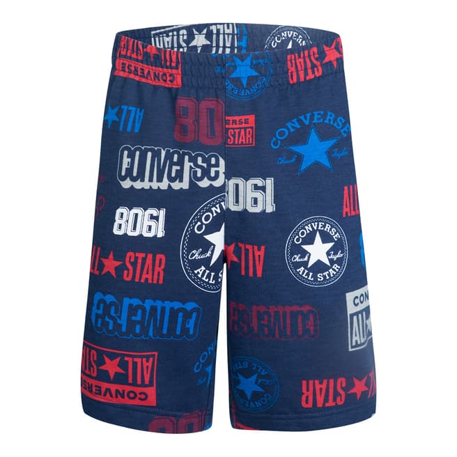 Converse Teen Boy's Dark Blue All Over Print Cotton Blend Shorts