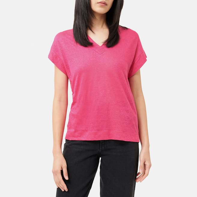 Jigsaw Pink V-Neck Linen T-Shirt