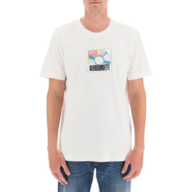 Diesel White Diegor Graphic Cotton T-Shirt