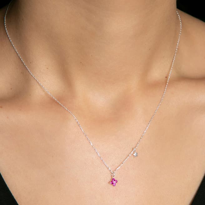 Elika Silver/Pink Necklace