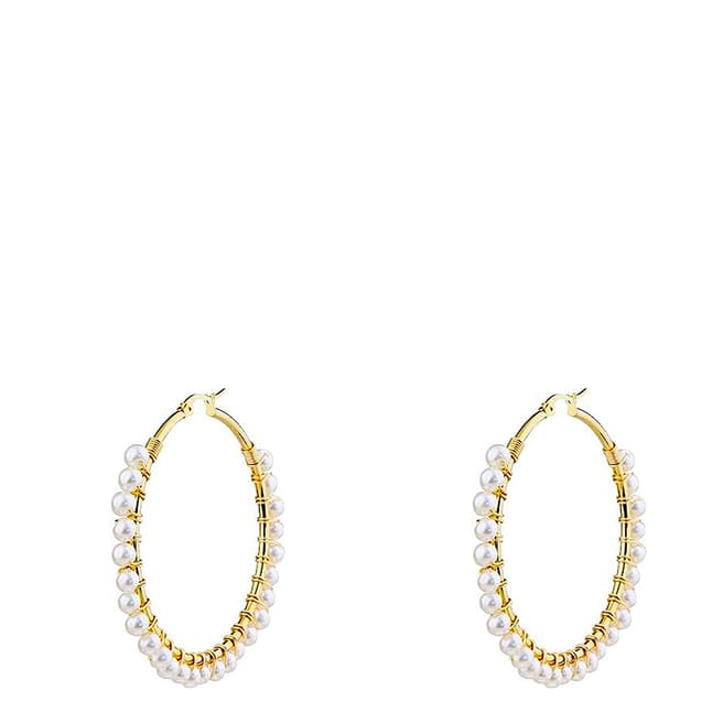 Chloe Collection by Liv Oliver 18K Gold Pearl Hoop Earrings