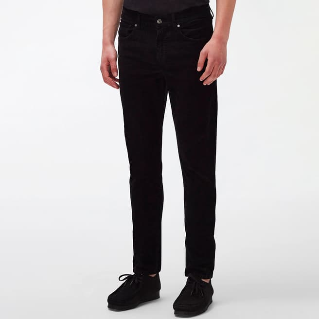 7 For All Mankind Black Slimmy Tapered Corduroy Jeans