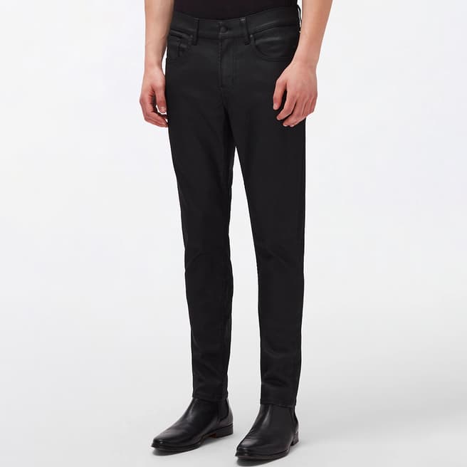 7 For All Mankind Black Slimmy Tapered Coated Jeans