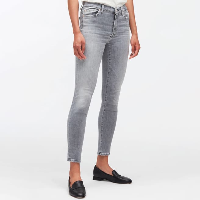 7 For All Mankind Grey Skinny Cropped Stretch Jeans