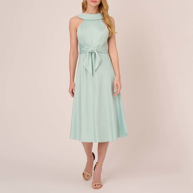 Adrianna Papell Mint Satin Roll Collar Dress