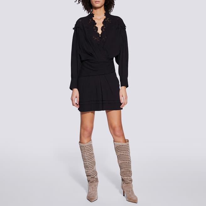 IRO Black Coya Cotton Blend Mini Dress