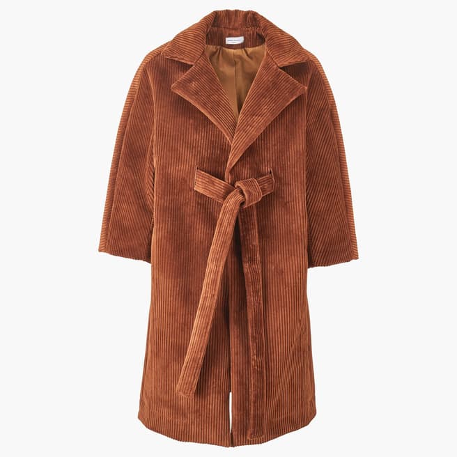 Sonia Rykiel Coffee Longline Cotton Cord Coat