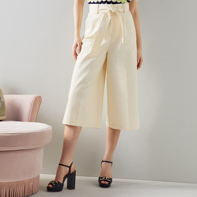 L K Bennett Cream Lena Cotton Culottes