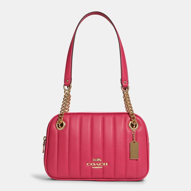 Coach Bold Pink Linear Quilting Cammie Chain Shoulder Bag