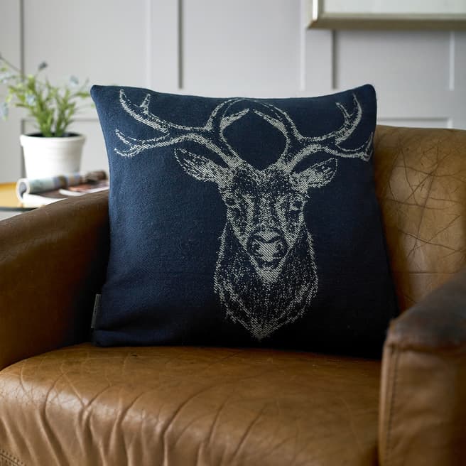 The Lyndon Company Stag Cushion 45x45cm, Navy