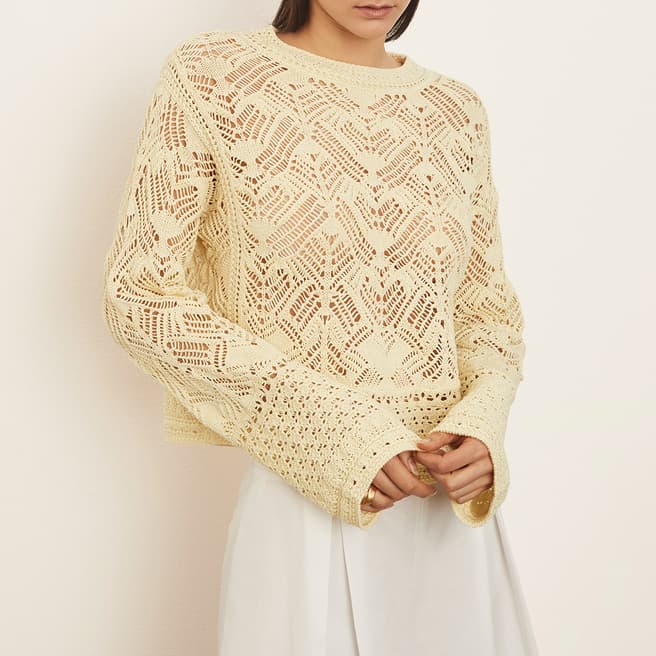 Vince Cream Lace Patchwork Pullover