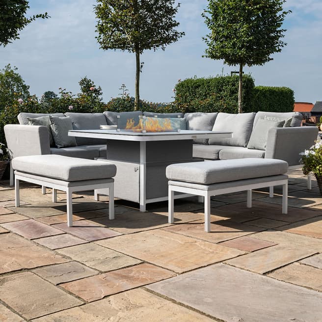 Maze SAVE  £974 - SAVE £760, Pulse Deluxe Square Corner Dining Set, with Fire Pit Table, Lead Chine