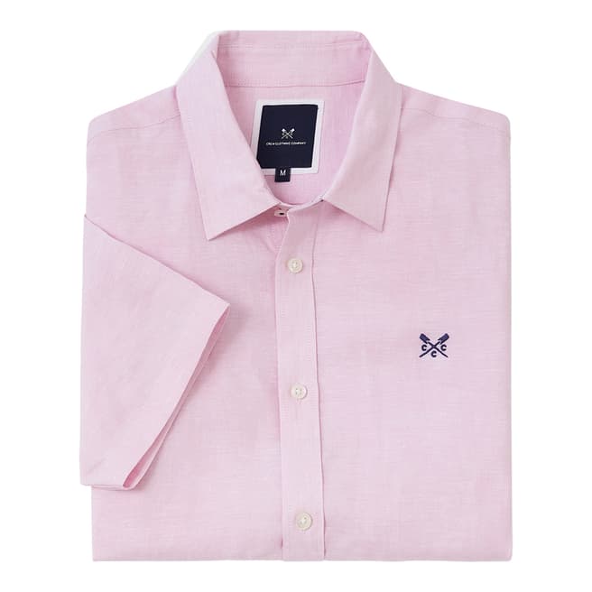 Crew Clothing Pink Short Sleeve Linen Shirt