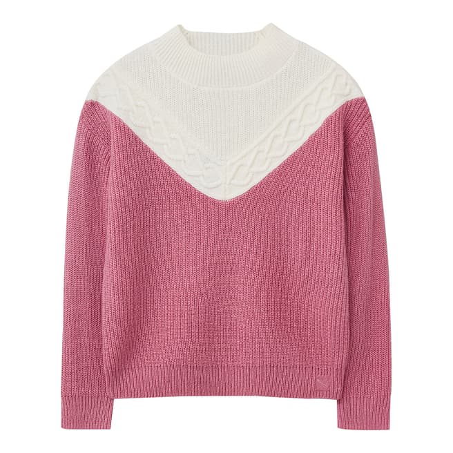 Crew Clothing Pink/White Block Jumper