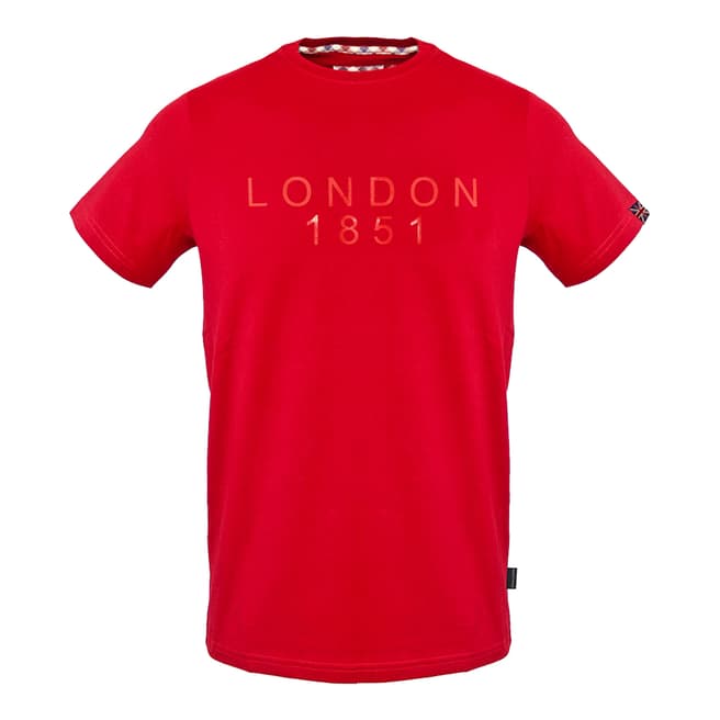 Aquascutum Red London Logo Cotton T-Shirt