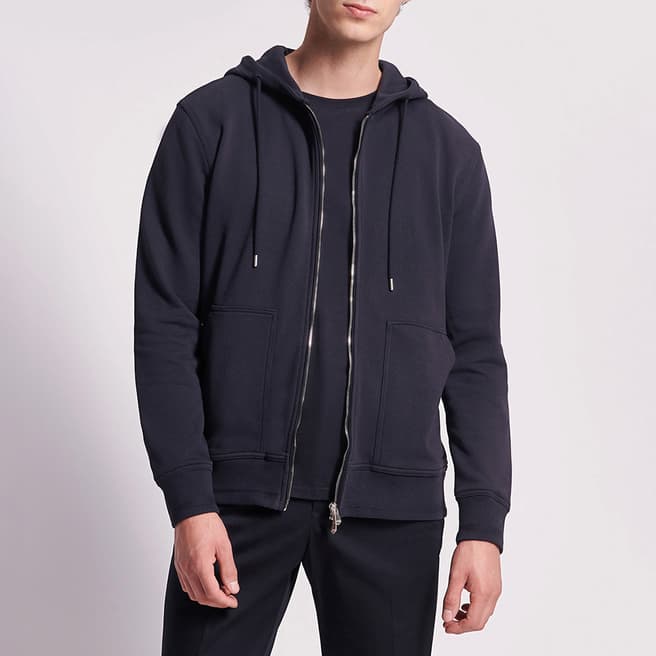 Duchamp Navy Terry Cotton Zipped Hoodie