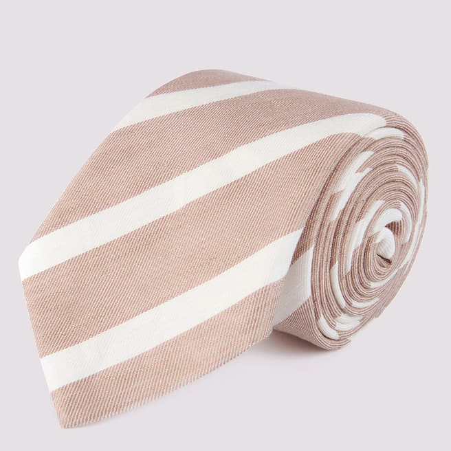 Duchamp Sand Striped Silk Blend Tie