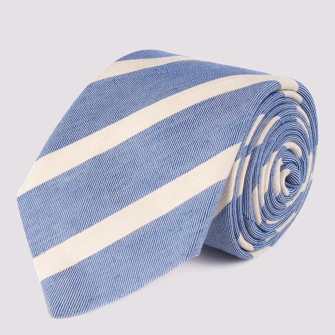 Duchamp Blue Striped Silk Blend Tie