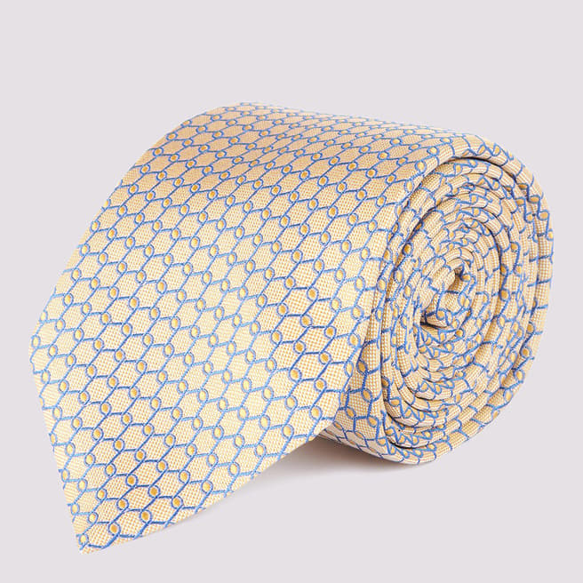 Duchamp Cream Printed Silk Tie