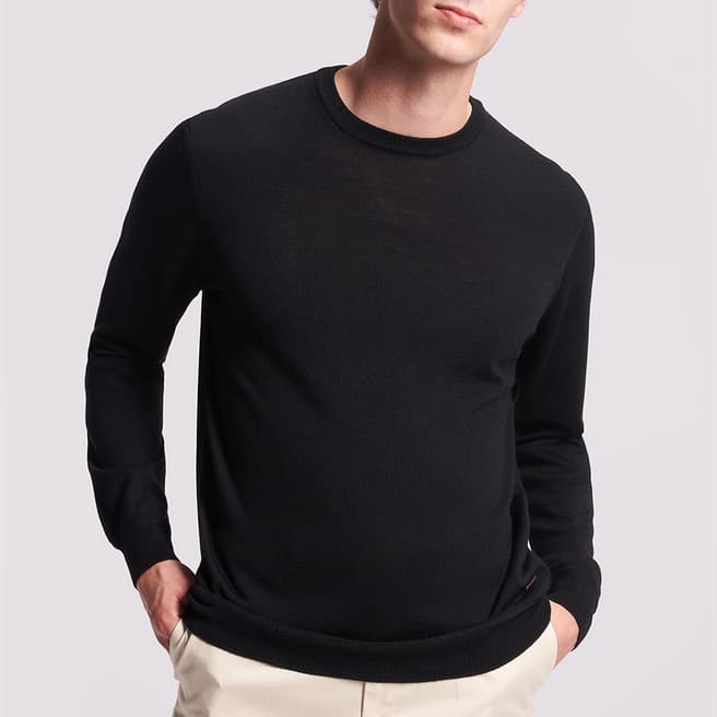 Duchamp Black Crew Neck Merino Wool Jumper