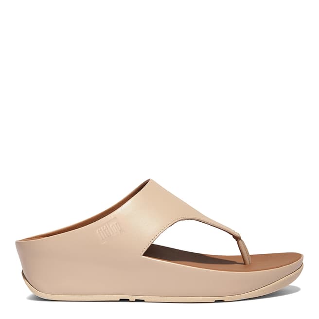 FitFlop Stone Beige Shuv Leather Toe Post Sandals