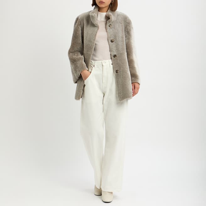 Max and Zac London Sand Short Shearling Jacket